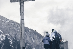 Arrivée à la croix matérialisant le sommet de la Bourgeoise (2 janvier 2019)