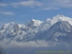 Massif du Mont Blanc avec le Tacul, le Maudit et le Mont Blanc surplombant le Dôme du Gouter. (7 octobre 2004)
