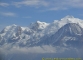 Massif du Mont Blanc avec le Tacul, le Maudit et le Mont Blanc surplombant le Dôme du Gouter. (7 octobre 2004)