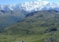 Vue depuis le col sur le refuge du Col d'Anterne et le Massif du Mont-Blanc (1er septembre 2006)