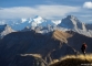 Vue sur la Pointe d'Almet au premier plan, la Pointe Percée au second plan, et le Mont Blanc au troisième plan (15 novembre 2015)