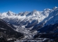 Vallée de Chamonix avec l'Aiguille Verte, des Grands Charmoz, de Blaitière, du Midi, le Mont Blanc du Tacul et le Mont Maudit (23 février 2014)