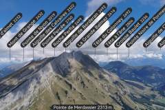 Vue sur les différents sommets visibles durant l'ascension (21 août 2022)
