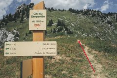Au Col du Serpentin, prendre la piste à droite du panneau pour monter à la Pointe de Vernaz  (18 août 2019)