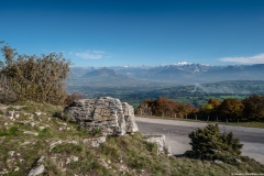 Vue sur le Môle, le Massif du Mont-Blanc et des Bornes depuis la table d'orientation du Salève (13 octobre 2017)
