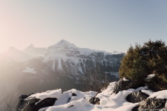 Vue sur la Pointe Percée et la Pointe d'Areu (25 décembre 2019)