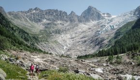 Glacier du Trient qui a considérablement reculé à cause du réchauffement climatique