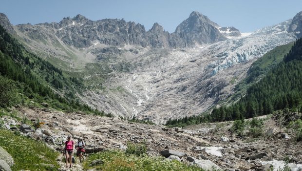 Glacier du Trient qui a considérablement reculé à cause du réchauffement climatique