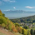 Vue sur le Mont Blanc et les Bornes depuis le Petit Salève