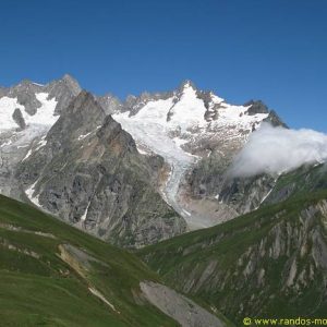 Vue sur le Glacier de Triolet depuis le sommet de Belle Combe (Bella Comba)